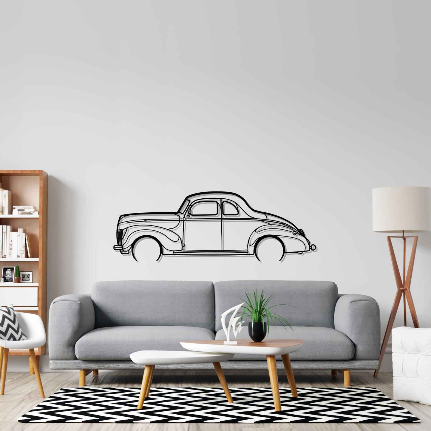 Deluxe Coupe 1939 Detailed Silhouette Metal Wall Art