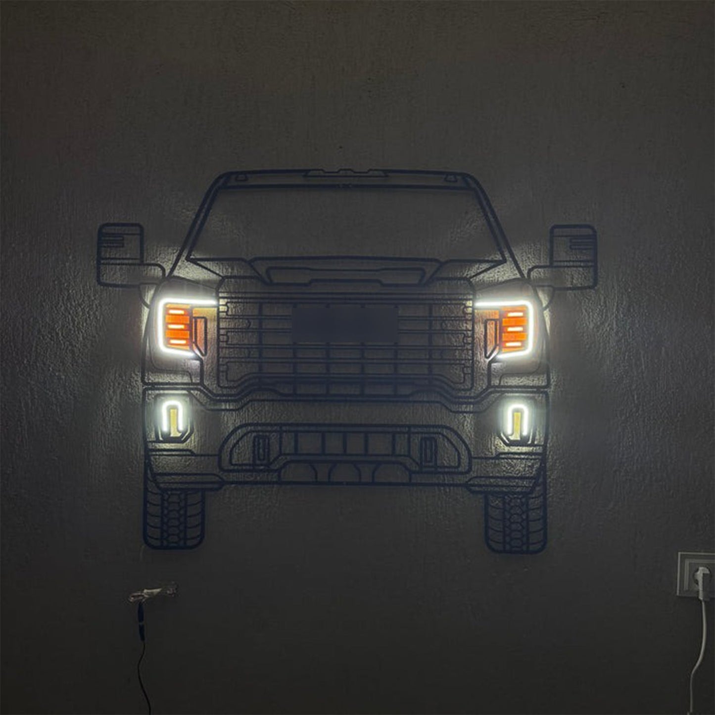 Sierra Front View Metal Neon Car Wall Art