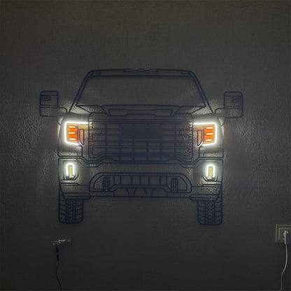 Sierra Front View Metal Neon Car Wall Art