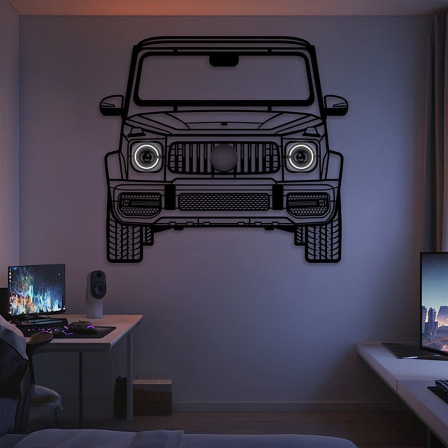 2019 G63 AMG Front View Metal Neon Car Wall Art