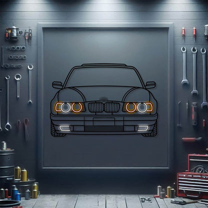 1994 BMW 530i Front View Metal Neon Car Wall Art