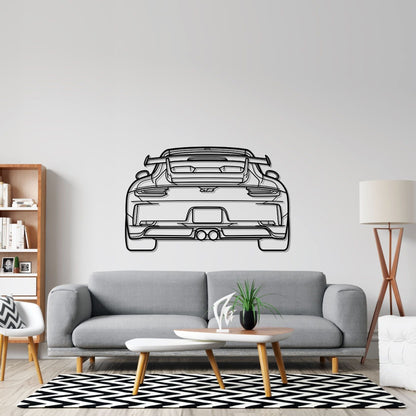 911 GT3 model 991 Back Silhouette Metal Wall Art