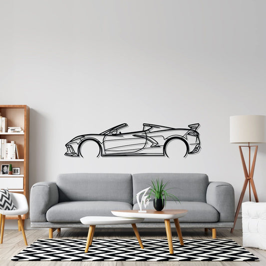 Corvette C8 Convertible Detailed Silhouette Metal Wall Art