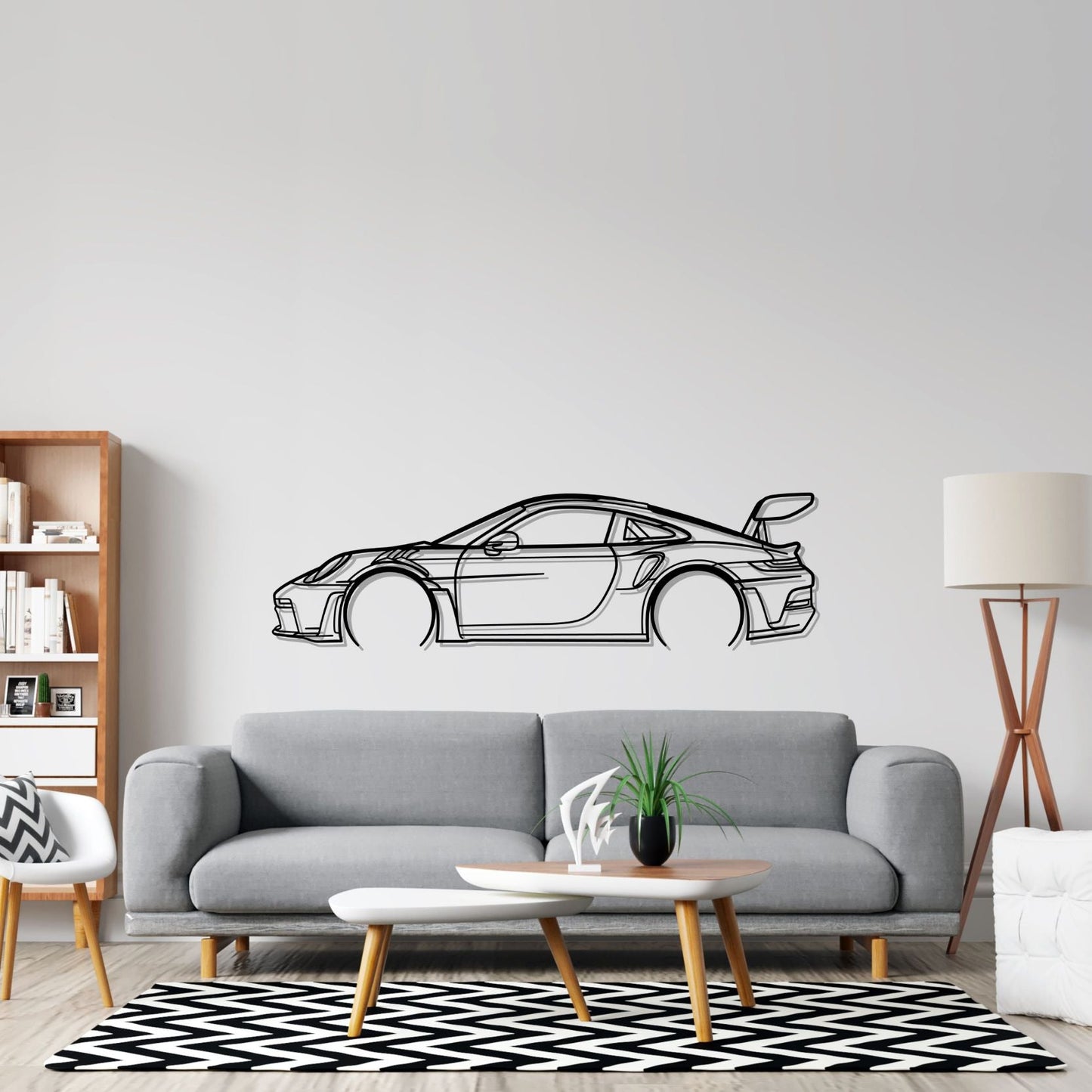 911 GT3 RS model 992 Detailed Silhouette Metal Wall Art