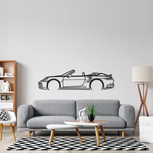 911 Turbo s model 992 Detailed Silhouette Metal Wall Art