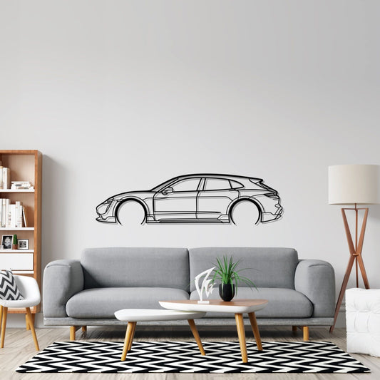 Taycan Turbo Cross Turismo Detailed Silhouette Metal Wall Art