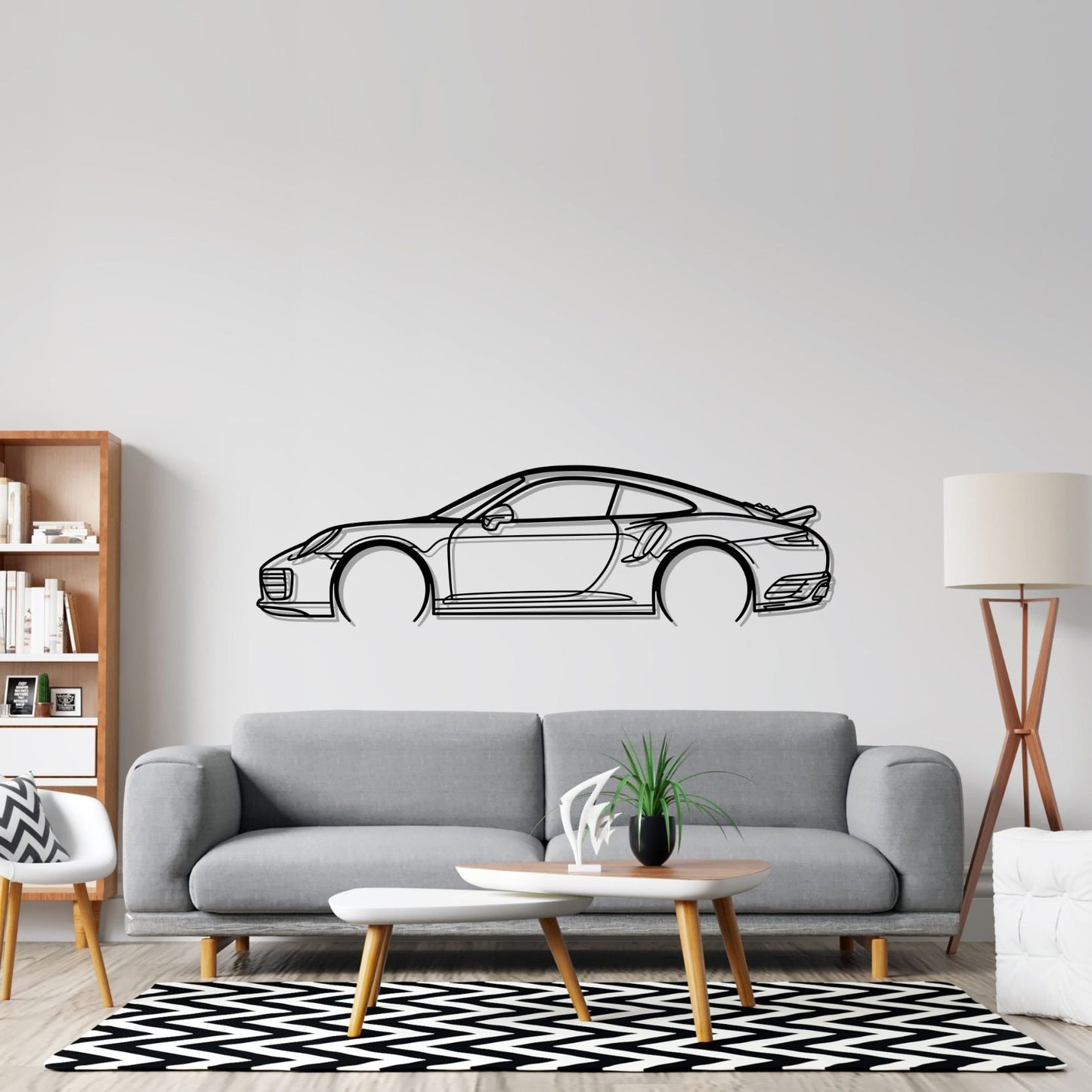 911 model 991 Turbo S Detailed Silhouette Metal Wall Art