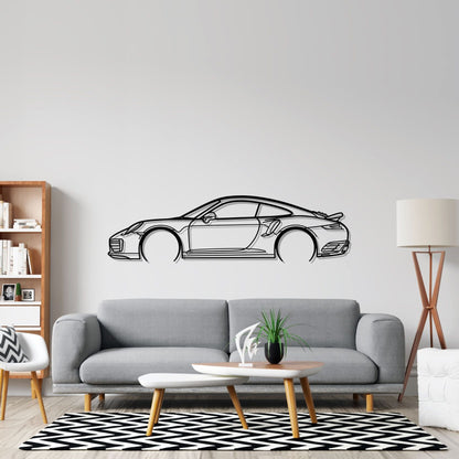 911 model 991 Turbo S Detailed Silhouette Metal Wall Art