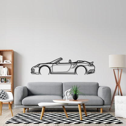 911 Turbo s cabrio model 991 Detailed Silhouette Metal Wall Art