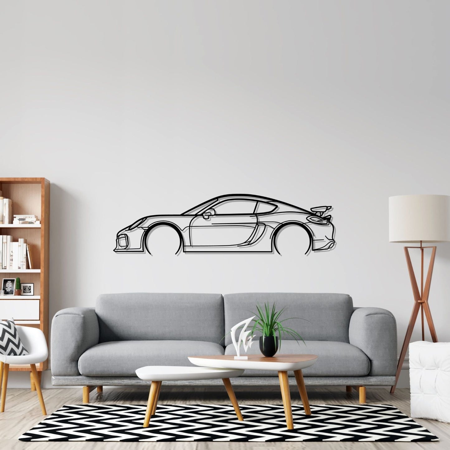 Cayman 981 GT4 Detailed Silhouette Metal Wall Art