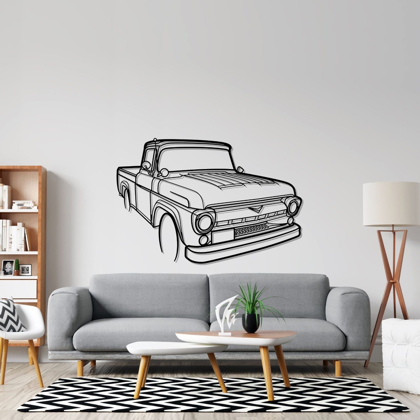 F100 1955 Angle Silhouette Metal Wall Art