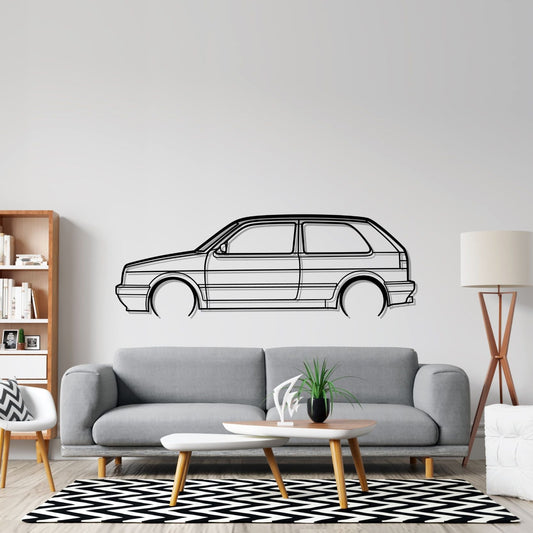 Golf MK2 GTI Detailed Silhouette Metal Wall Art