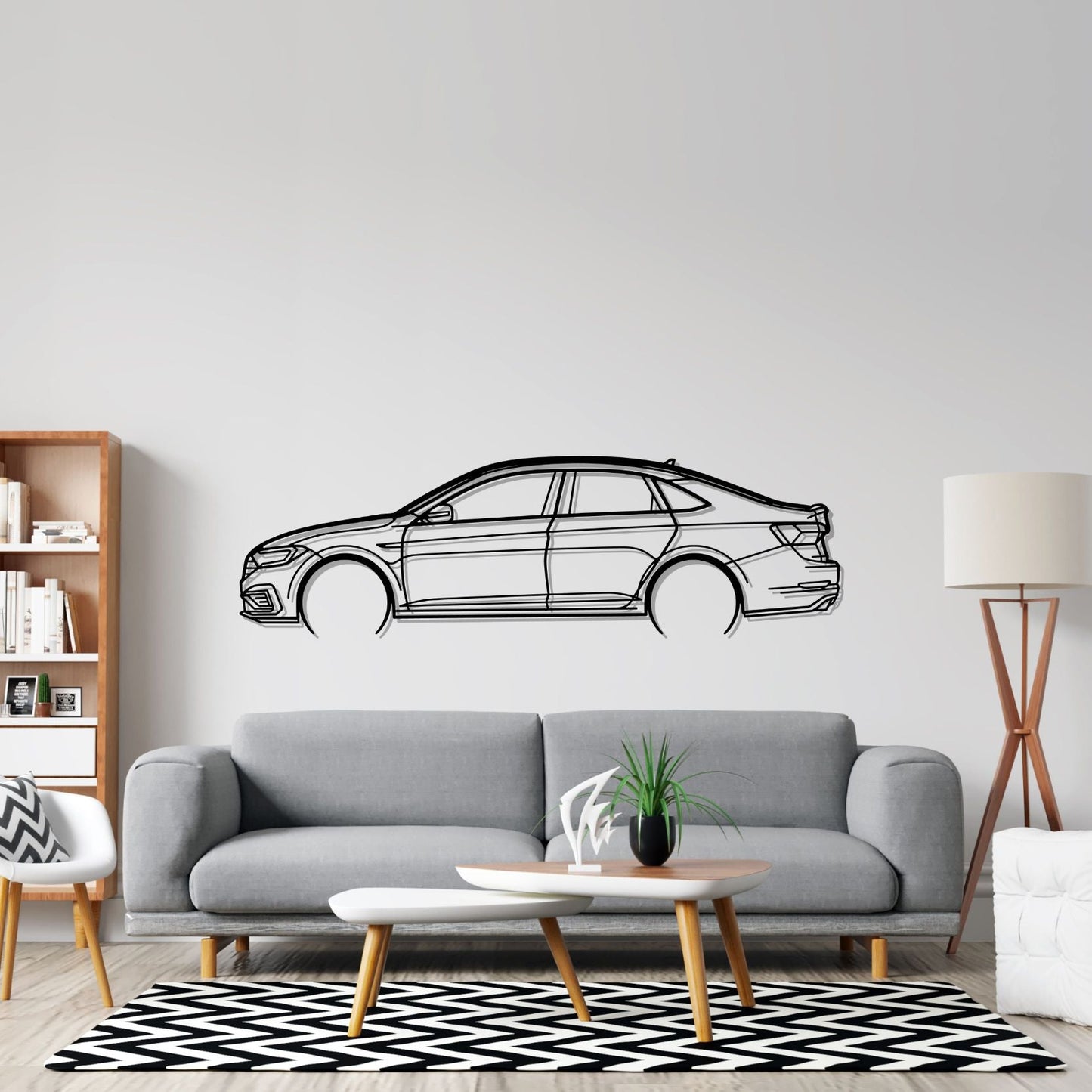 Jetta GLI 2020 Detailed Silhouette Metal Wall Art