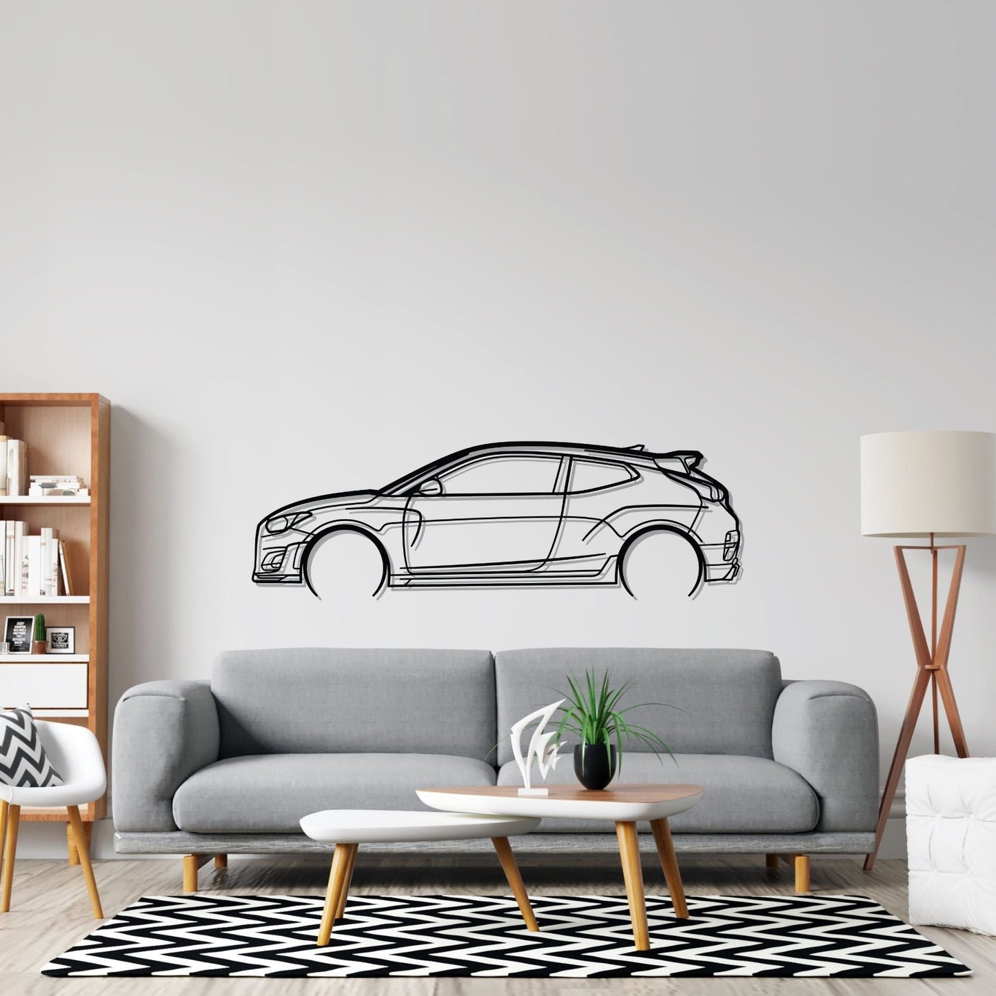 Veloster N Detailed Silhouette Metal Wall Art