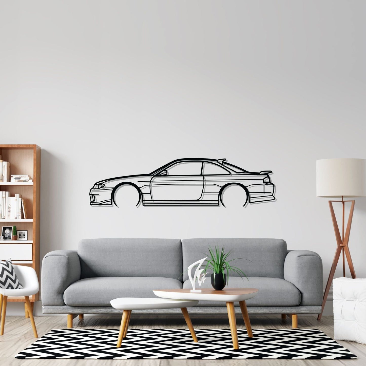 240sx s14.5 Detailed Silhouette Metal Wall Art