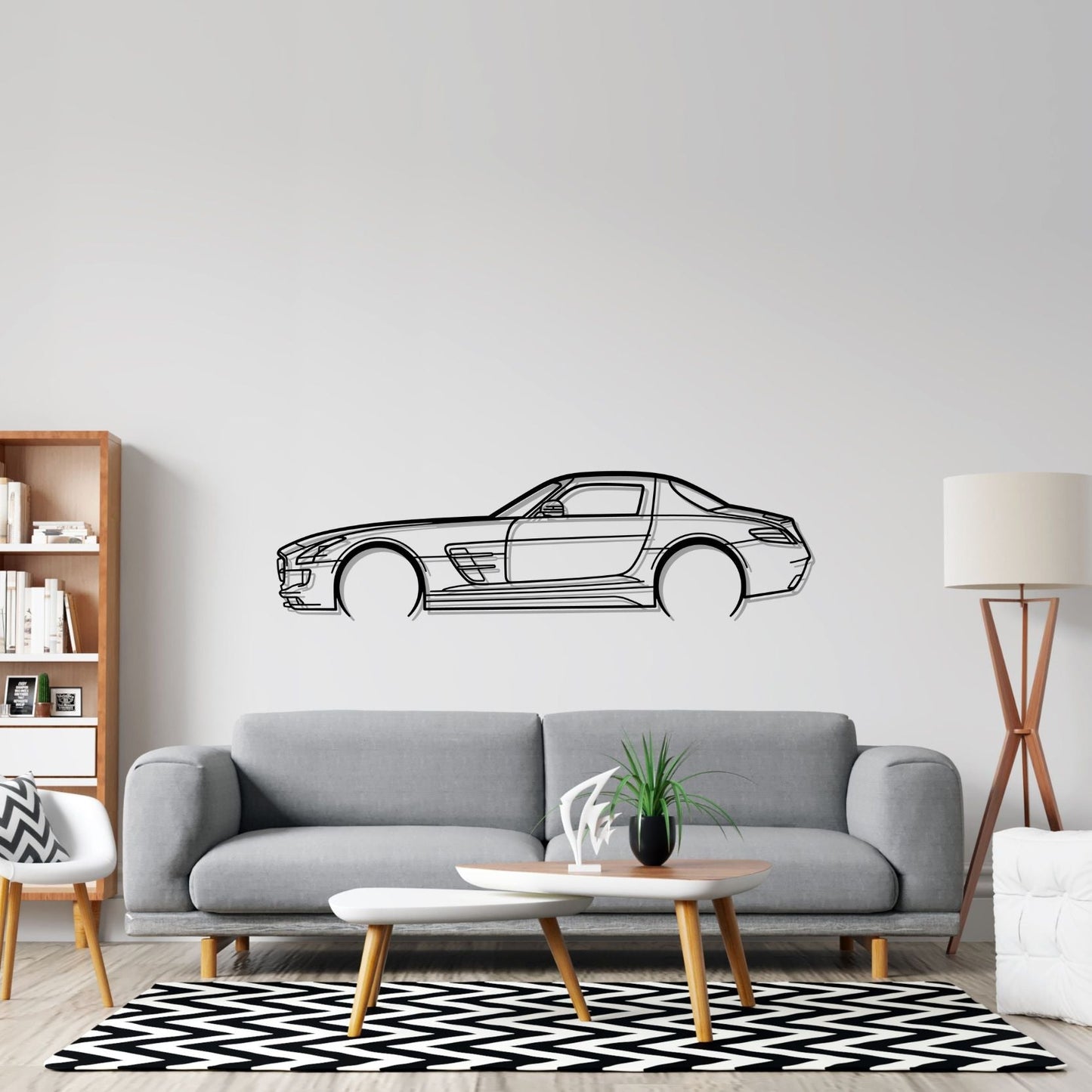 SLS AMG 2011 Detailed Silhouette Metal Wall Art