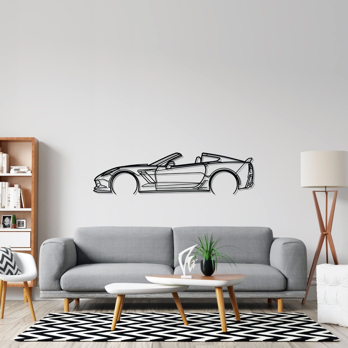 Corvette C7 Z06 Top off Detailed Silhouette Metal Wall Art