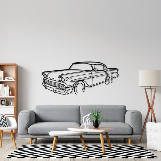 Impala 1958 Angle Silhouette Metal Wall Art