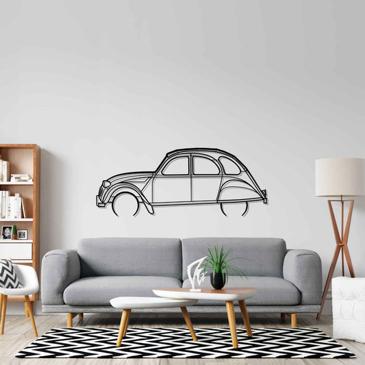 2CV 1966 Detailed Silhouette Metal Wall Art