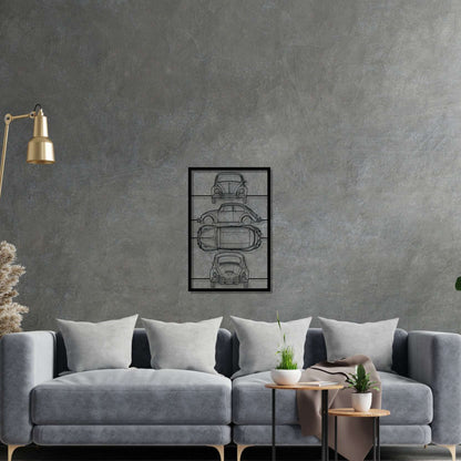 Beetle 1967 Frame Silhouette Metal Wall Art