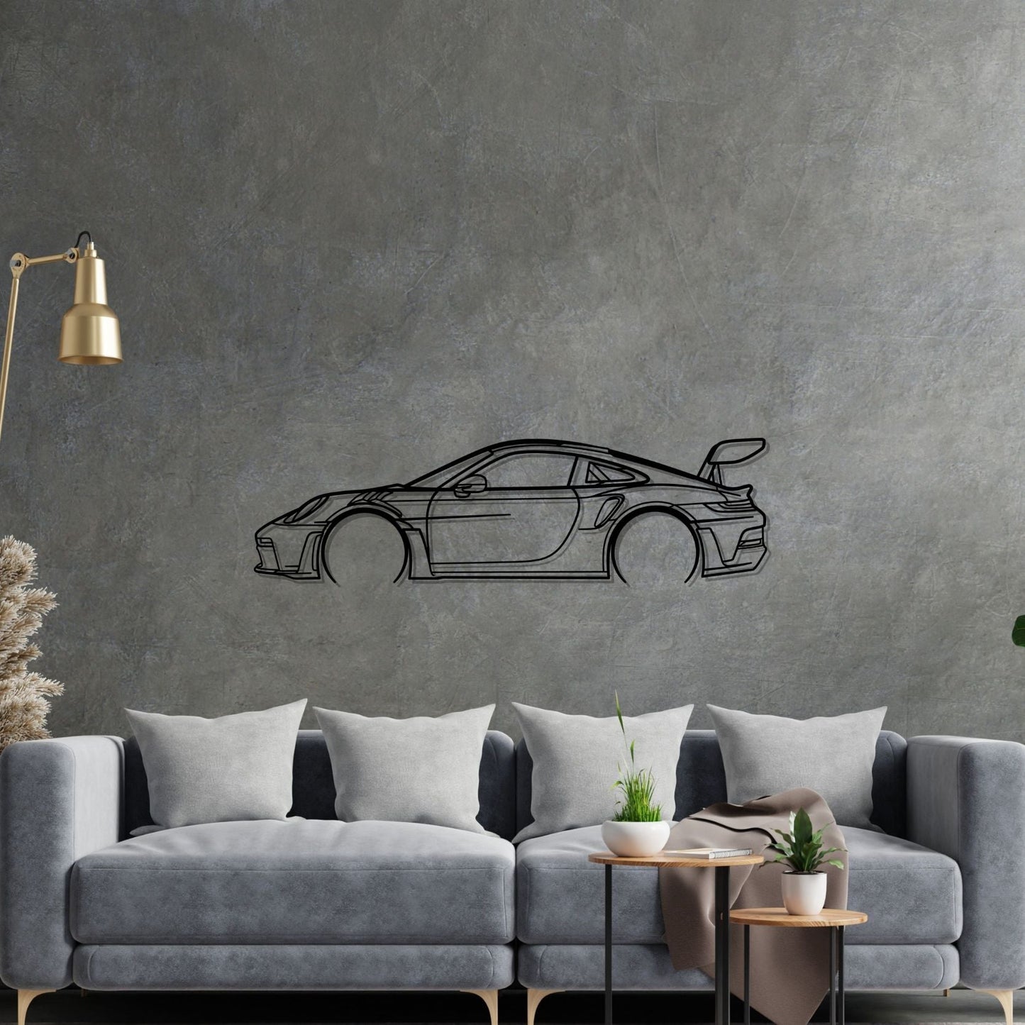 911 GT3 RS model 992 Detailed Silhouette Metal Wall Art