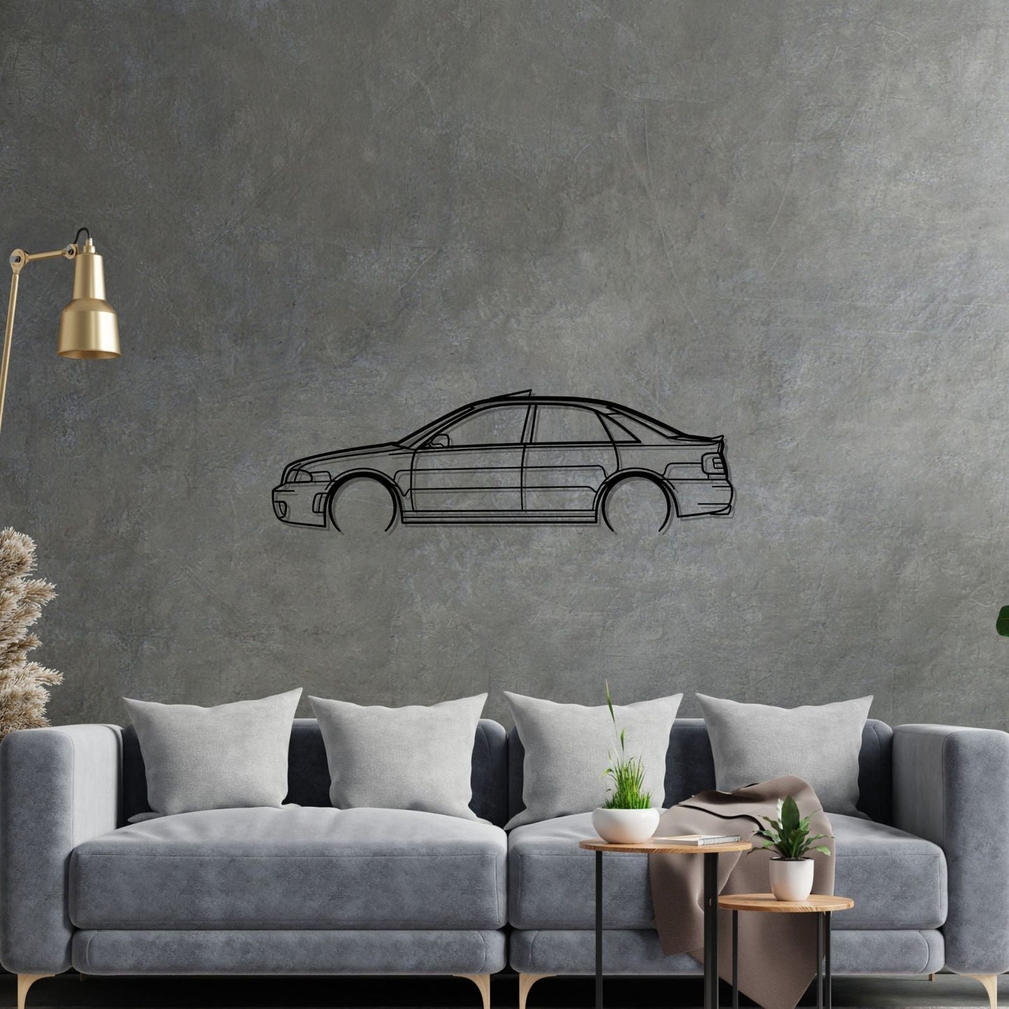 RS4 B5 sedan Detailed Silhouette Metal Wall Art