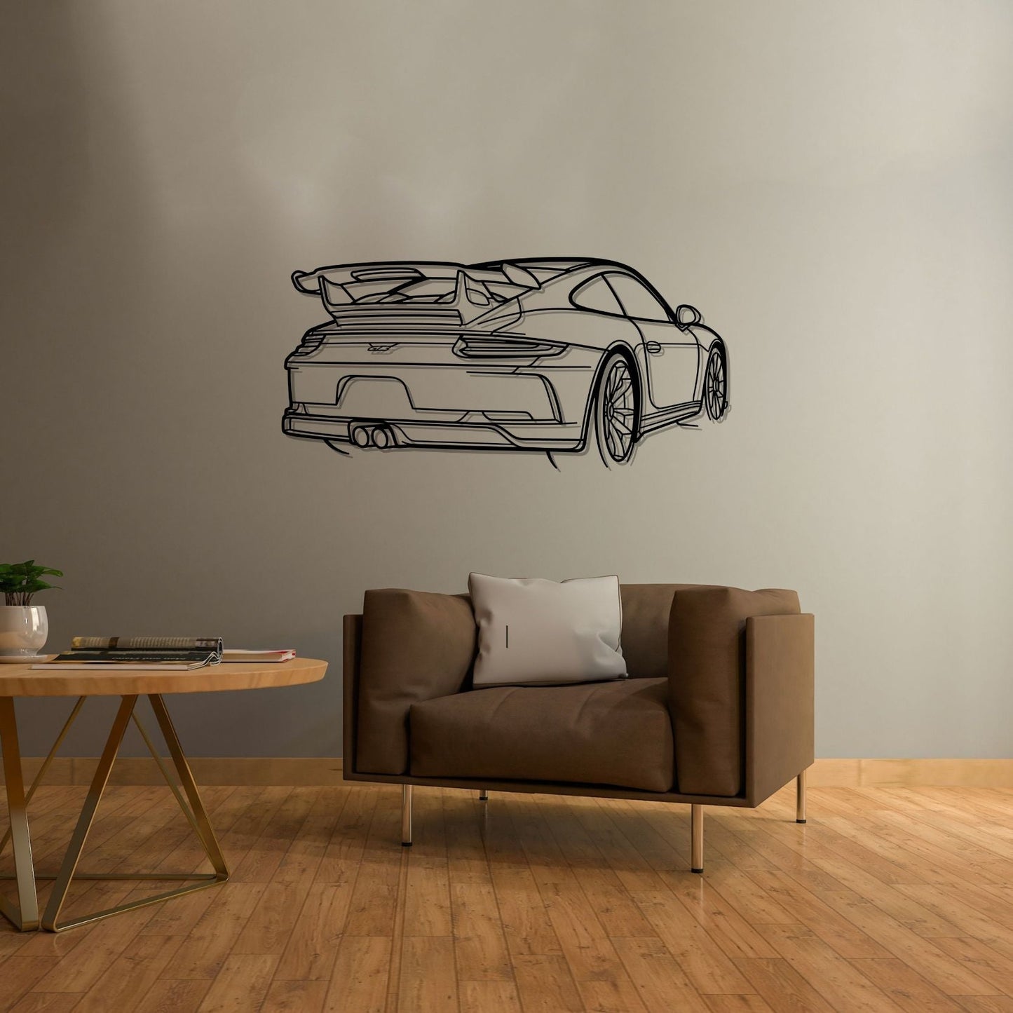 911 GT3 model 991 Back Angle Silhouette Metal Wall Art