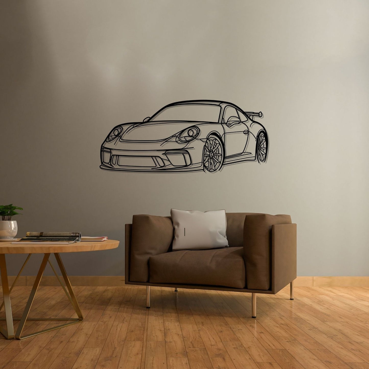 911 GT3 model 991 Front Angle Silhouette Metal Wall Art