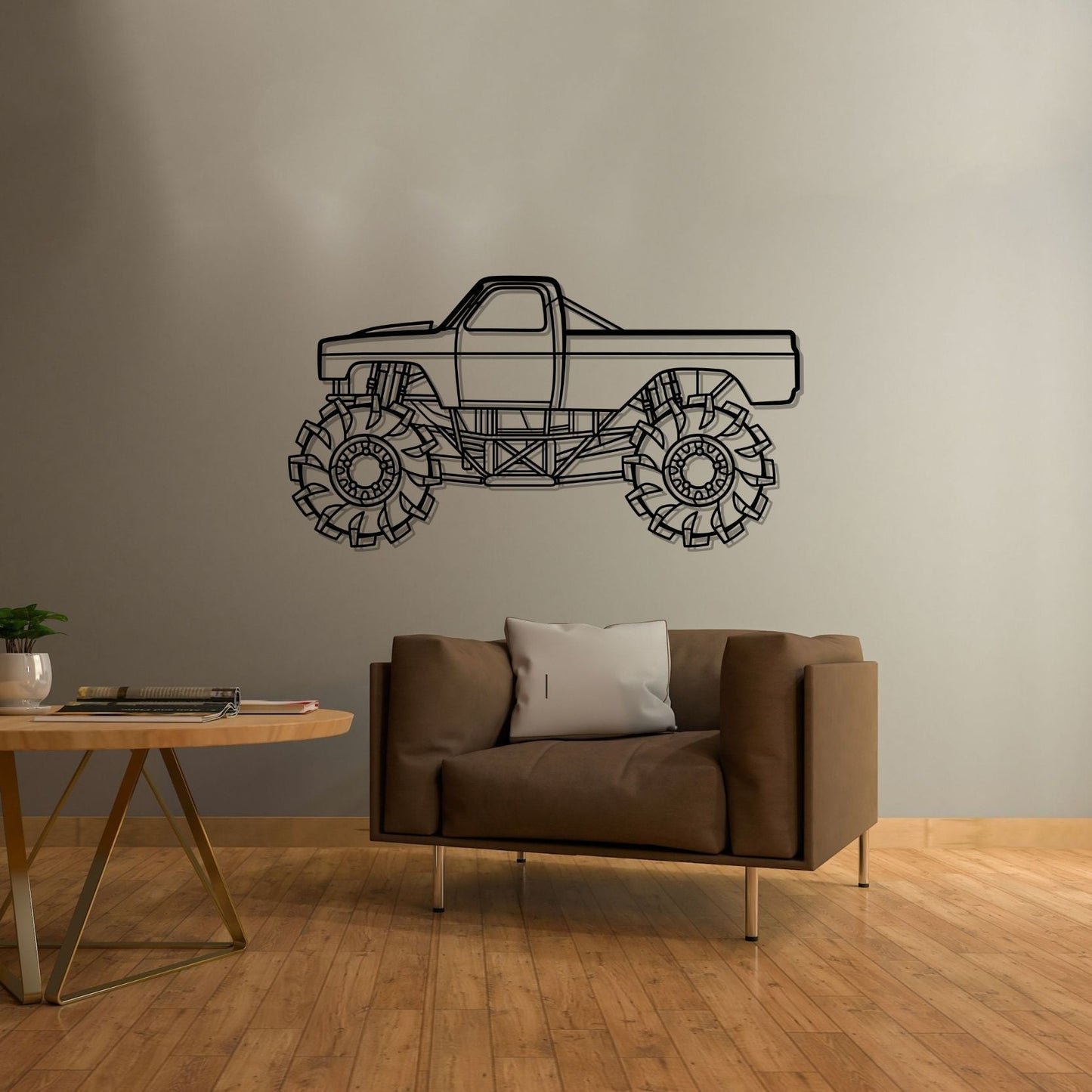 Mega Truck Detailed Silhouette Metal Wall Art