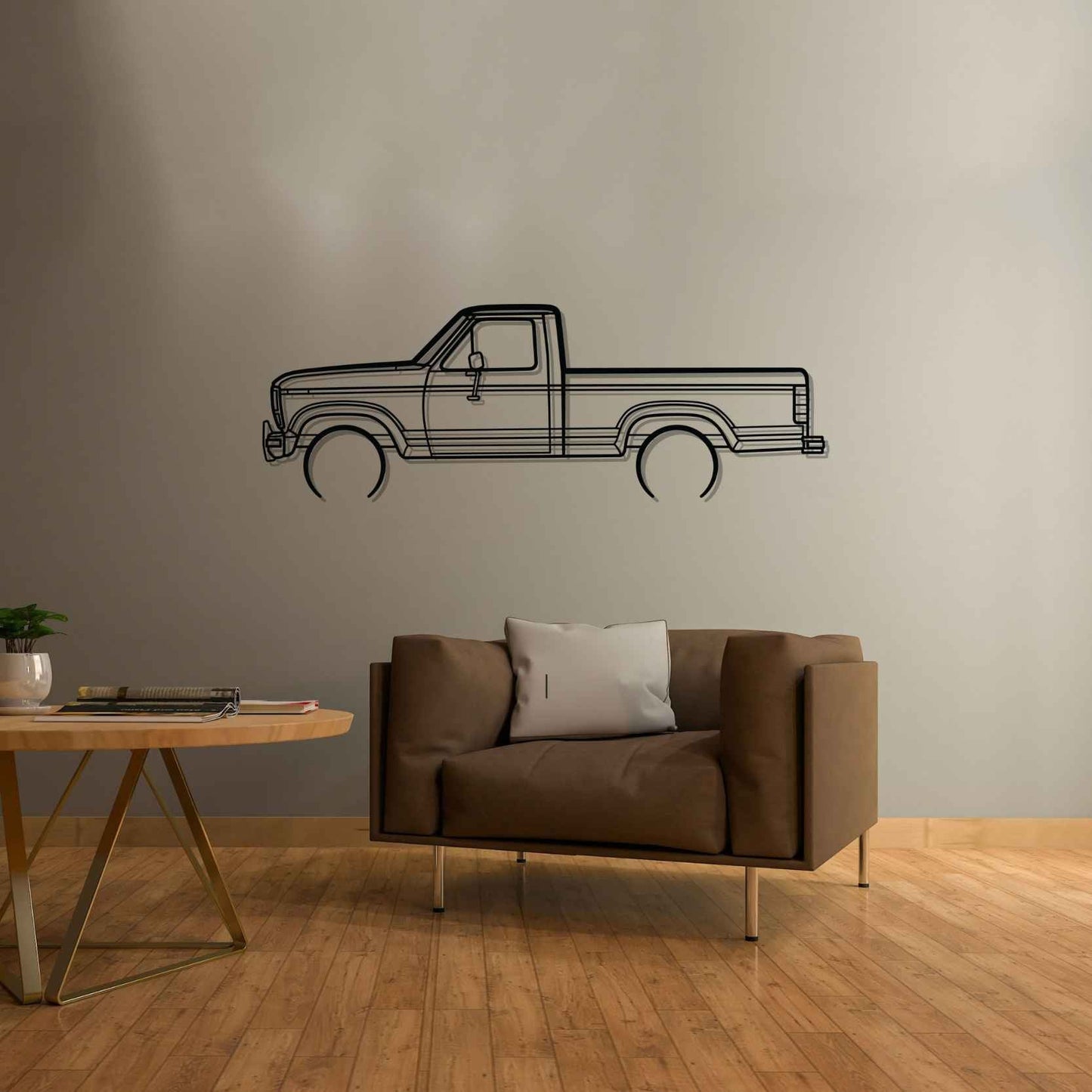 F-150 XLT 1986 Detailed Silhouette Metal Wall Art