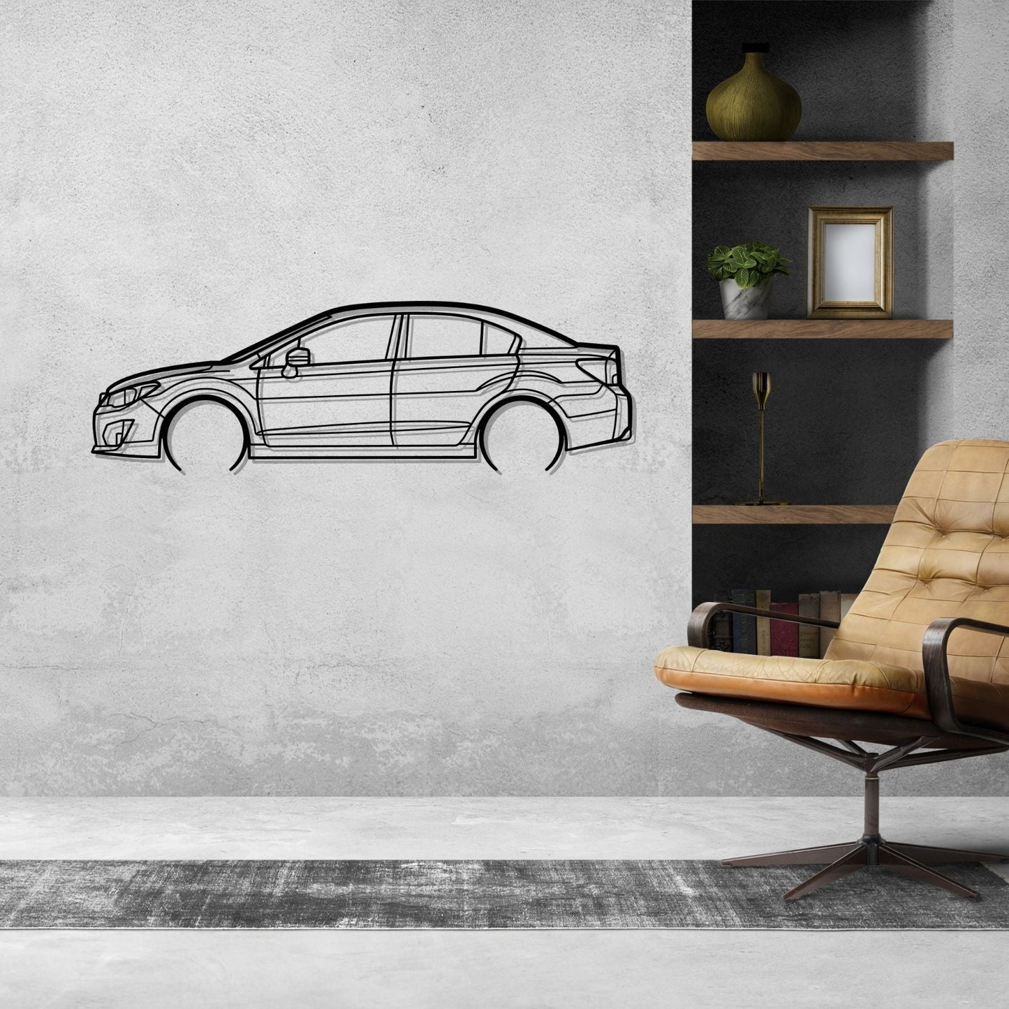 Impreza sedan 2015 Detailed Silhouette Metal Wall Art