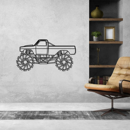 Mega Truck Detailed Silhouette Metal Wall Art