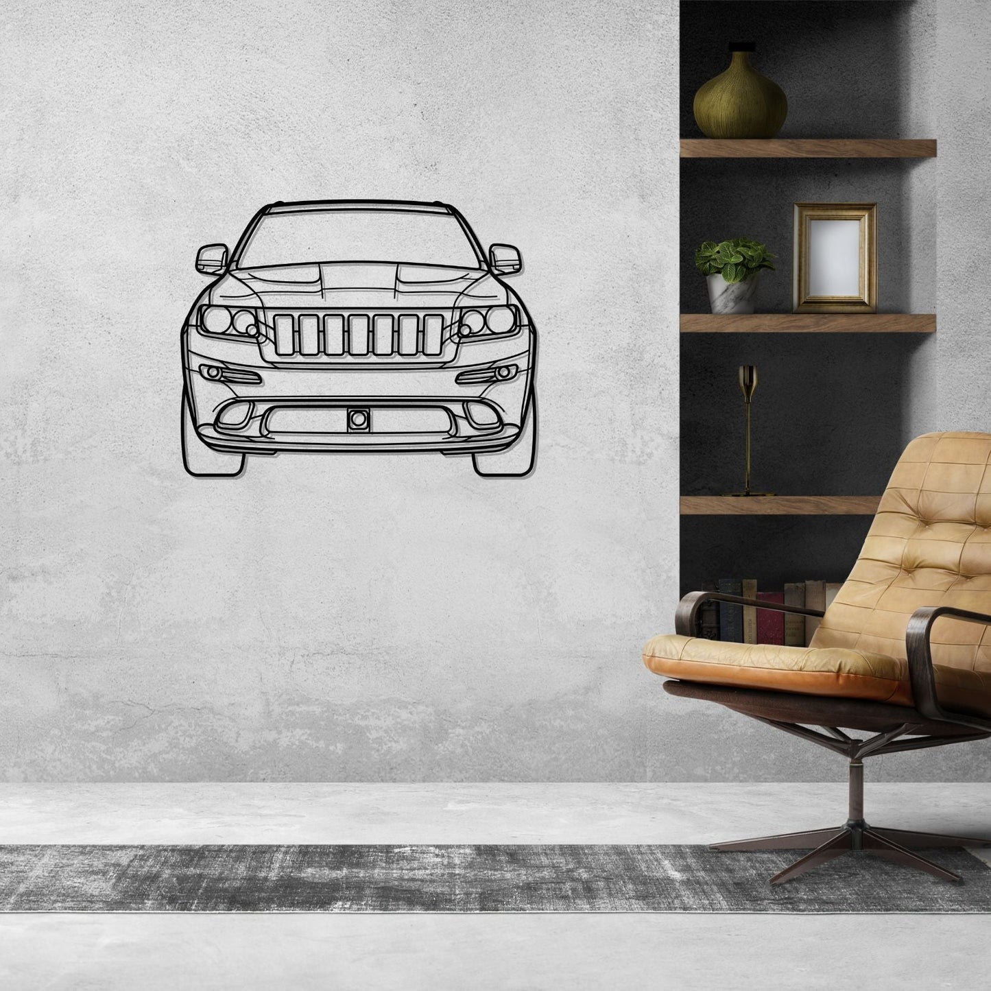 Cherokee SRT8 2012 Front Silhouette Metal Wall Art