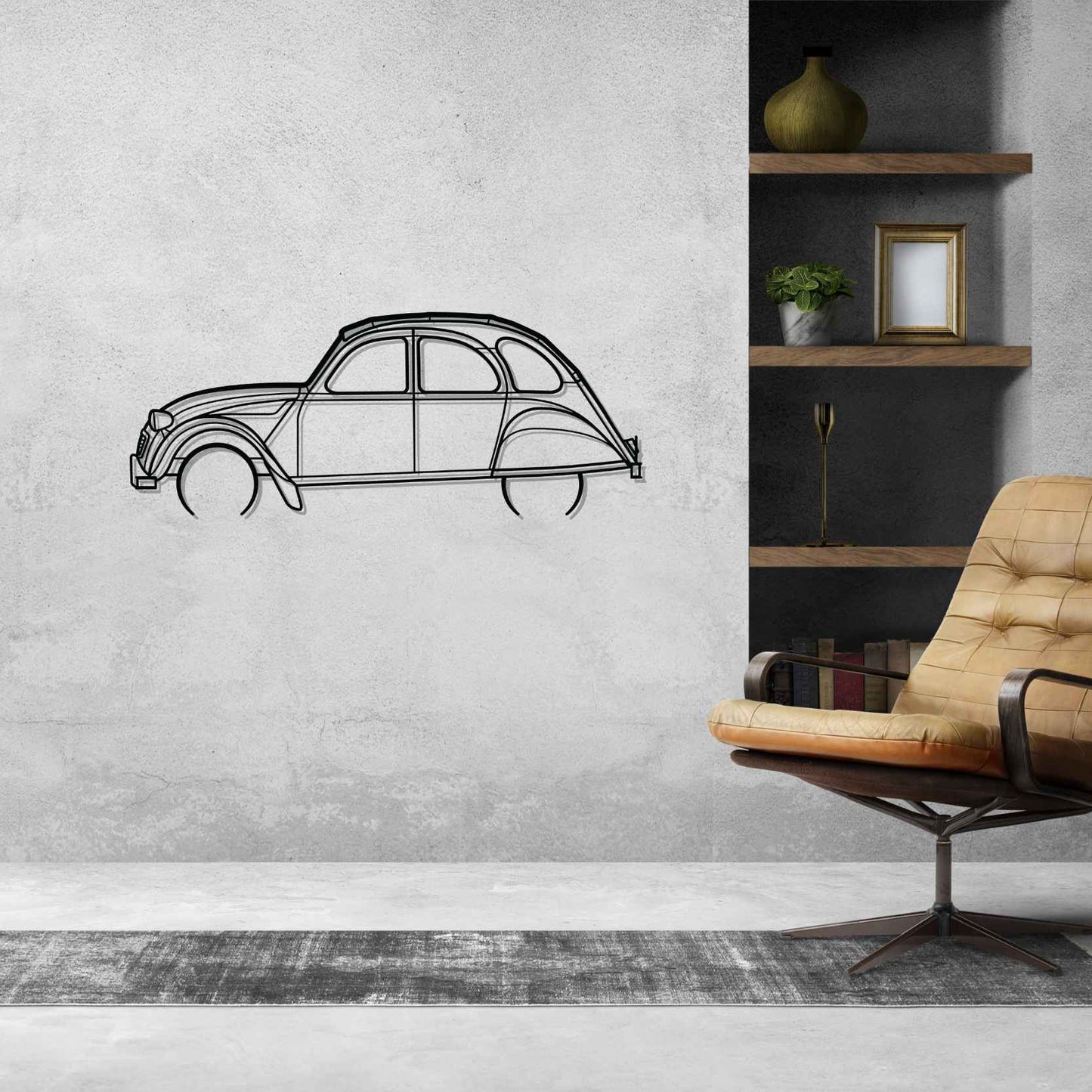 2CV 1966 Detailed Silhouette Metal Wall Art