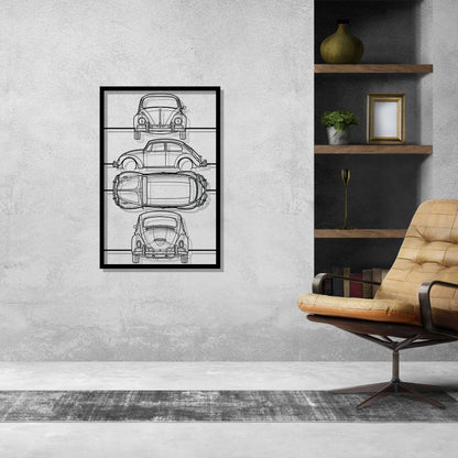 Beetle 1967 Frame Silhouette Metal Wall Art