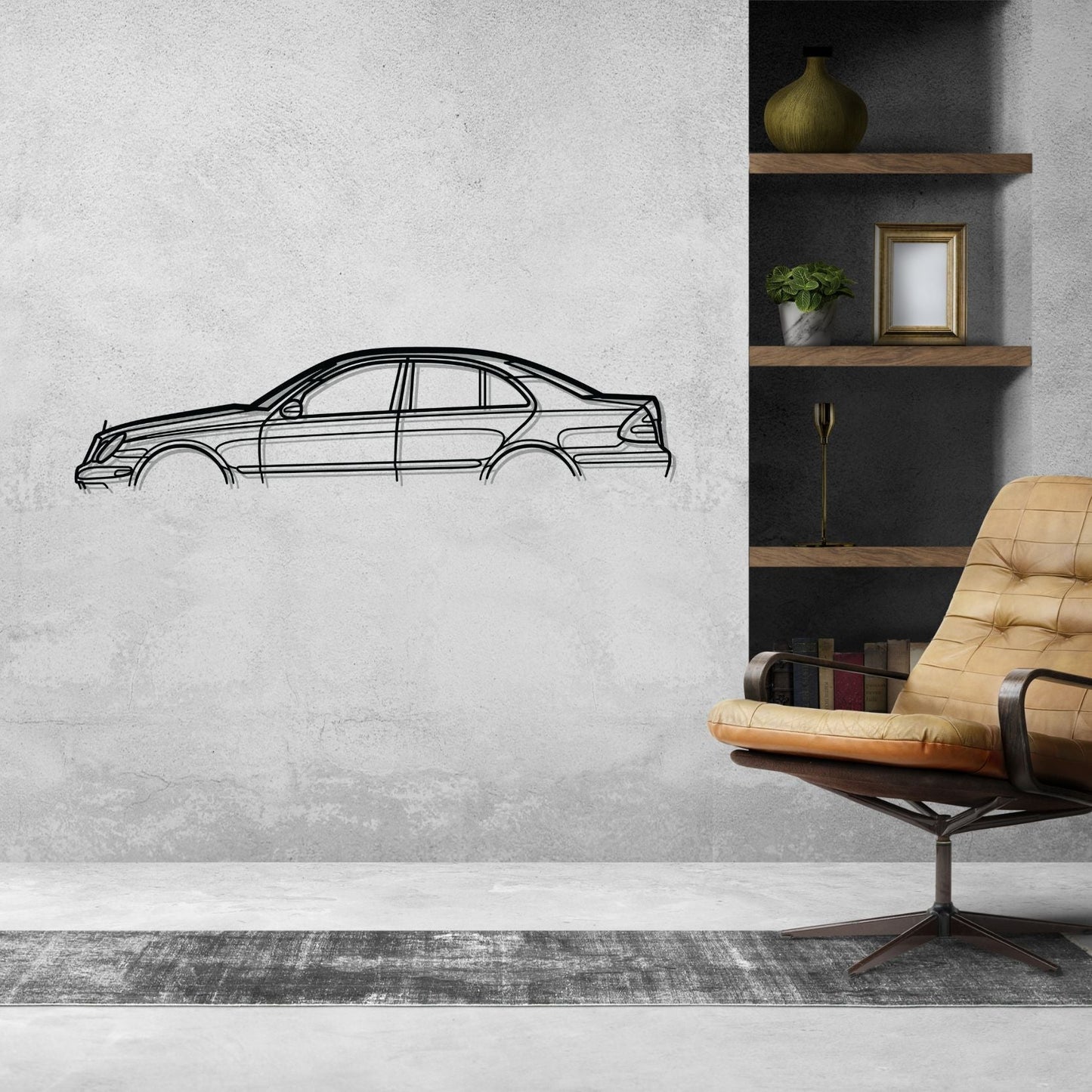 Mercedes E55 AMG W211 Classic Silhouette Metal Wall Art