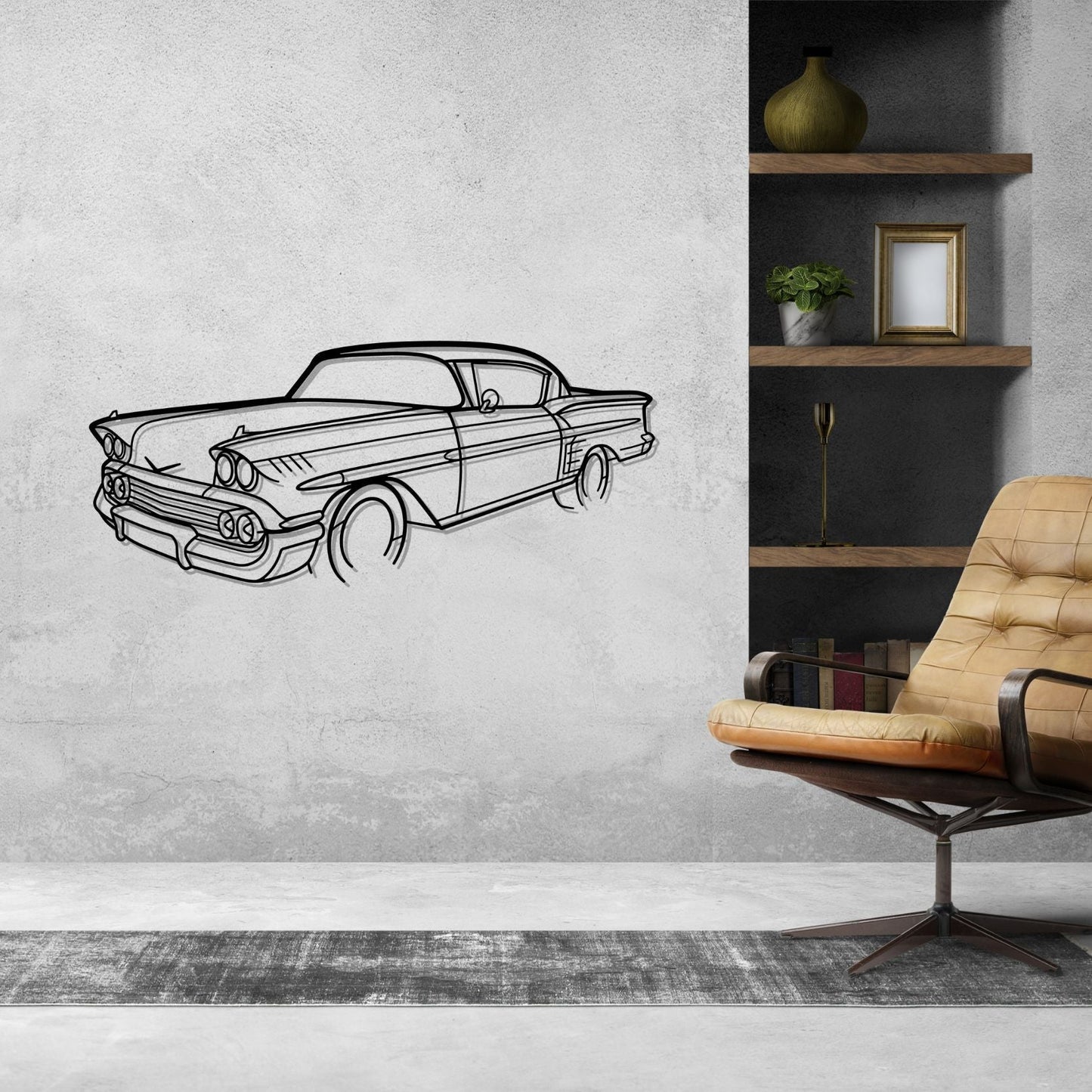 Impala 1958 Angle Silhouette Metal Wall Art