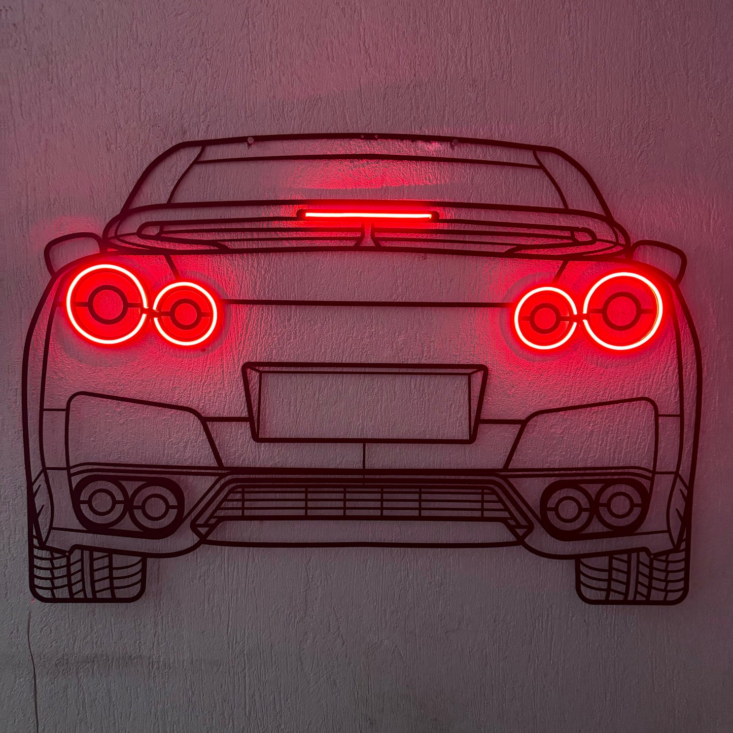 R35 Back View Metal Neon Car Wall Art