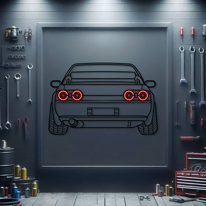 R32 Back View Metal Neon Car Wall Art