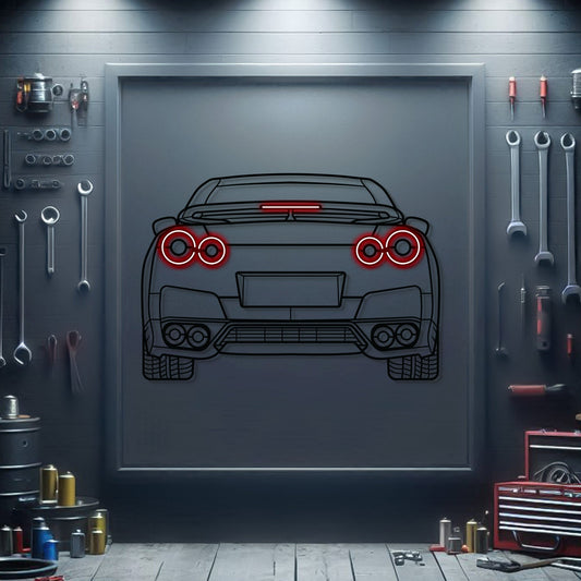 R35 Back View Metal Neon Car Wall Art