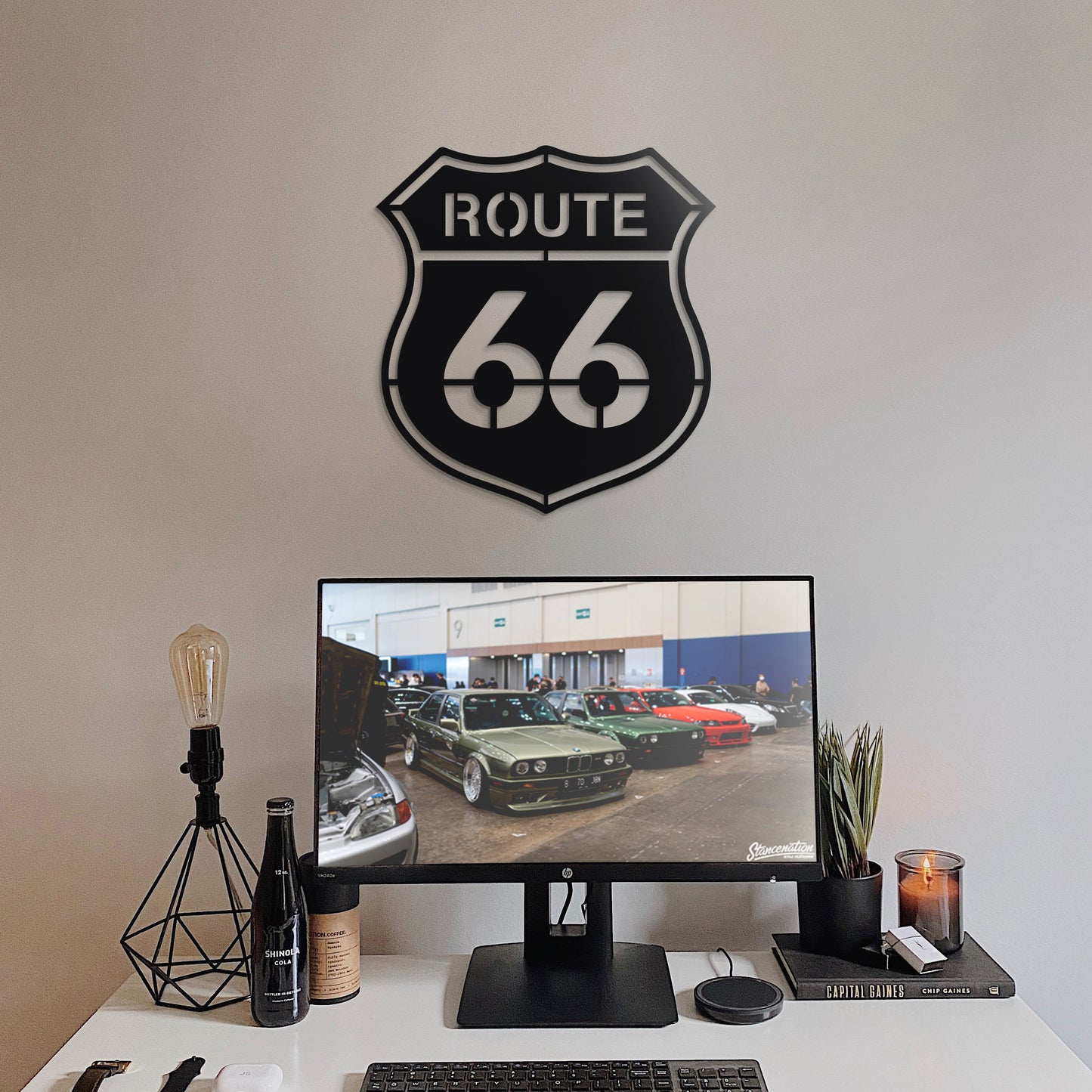 Route 66 Metal Car Culture Wall Art