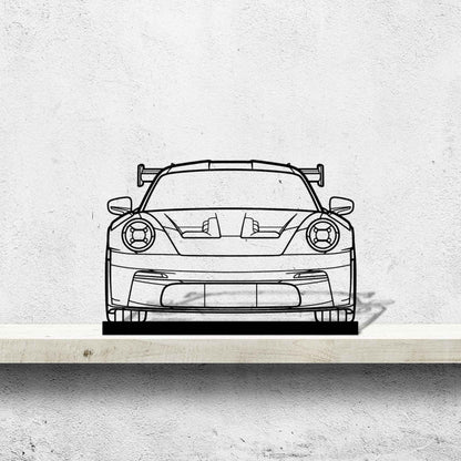 911 GT3 RS Model 992 Front Silhouette Metal Art Stand