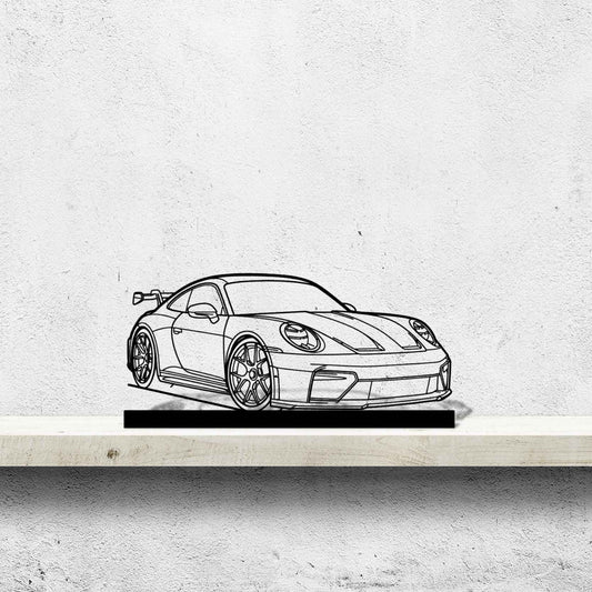 911 GT3 Model 992.2 Front Angle Silhouette Metal Art Stand