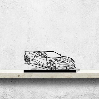 Corvette C8 HTC Angle Silhouette Metal Art Stand