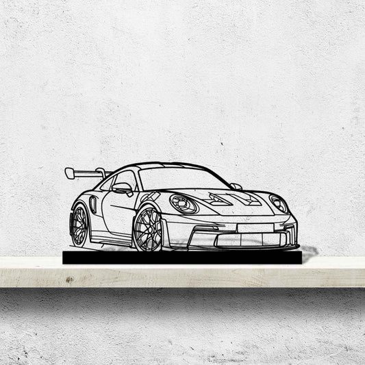 911 GT3 RS Model 992 Angle Silhouette Metal Art Stand