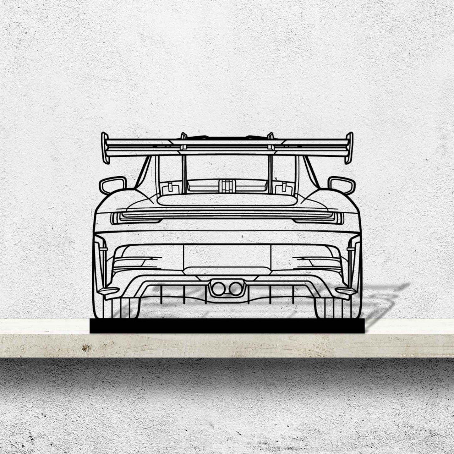 911 GT3 RS Model 992 Back Silhouette Metal Art Stand