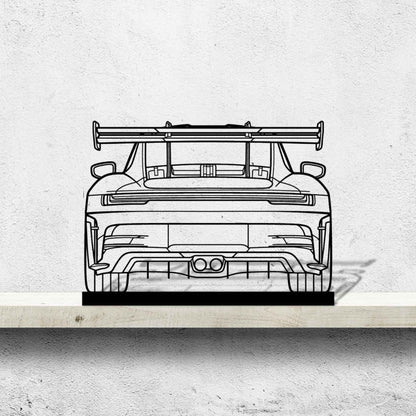 911 GT3 RS Model 992 Back Silhouette Metal Art Stand