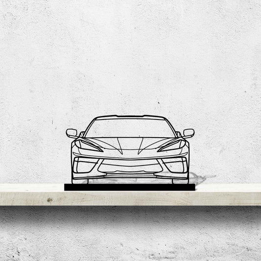 Corvette C8 Front Silhouette Metal Art Stand