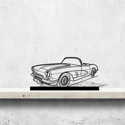 Corvette C1 1960 Angle Silhouette Metal Art Stand