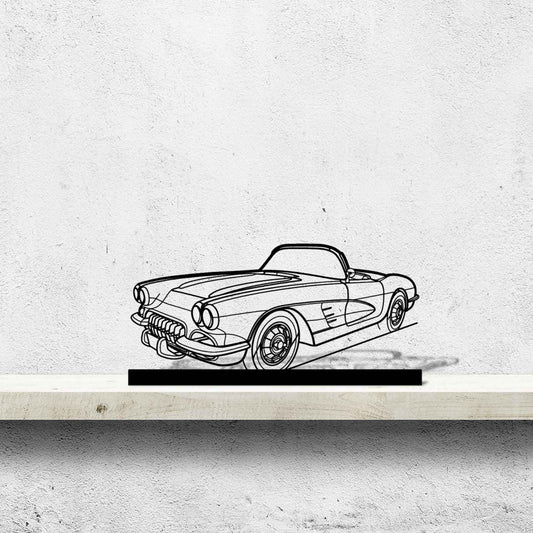 Corvette C1 1960 Angle Silhouette Metal Art Stand